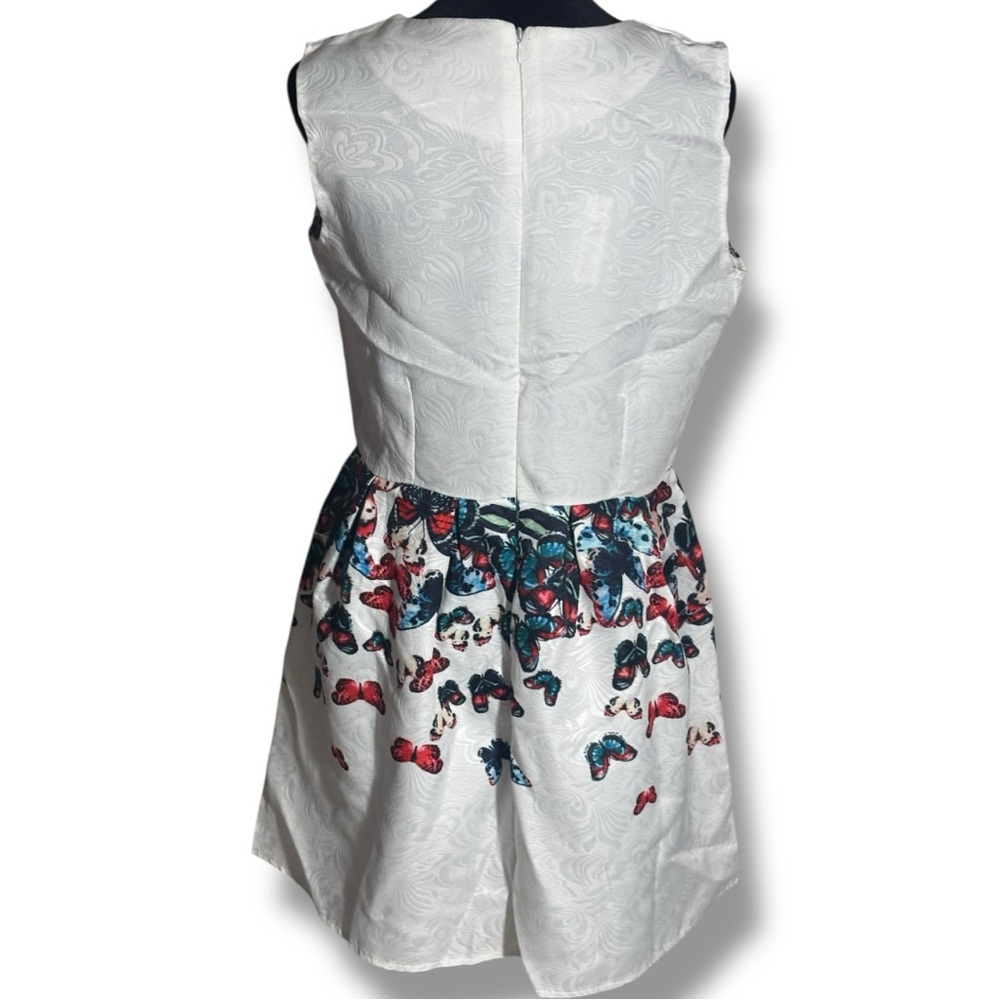 Just Cavalli NWT White with Blue/Red Butterfly Print Sleeveless Mini Dress - Picture 6 of 16